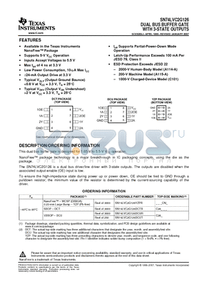 SN74LVC2G126 datasheet - DUAL BUS BUFFER GATE WITH 3-STATE OUTPUTS