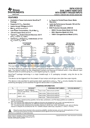 SN74LVC2G132_07 datasheet - DUAL 2-INPUT NAND GATE WITH SCHMITT-TRIGGER INPUTS