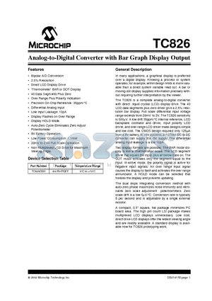TC826CBU datasheet - Analog-to-Digital Converter with Bar Graph Display Output