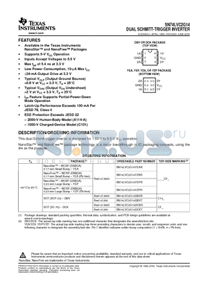 SN74LVC2G14DCKR datasheet - DUAL SCHMITT-TRIGGER INVERTER