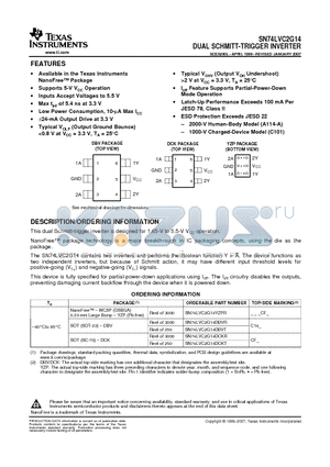 SN74LVC2G14DBVTG4 datasheet - DUAL SCHMITT-TRIGGER INVERTER