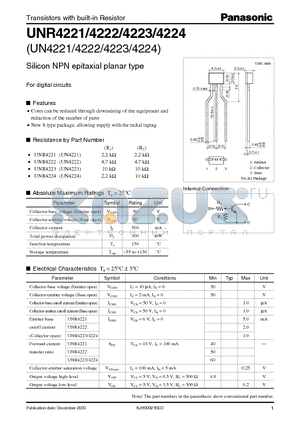 UNR4223 datasheet - Silicon NPN epitaxial planar type