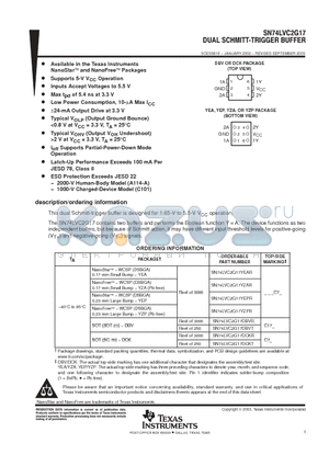 SN74LVC2G17DBVR datasheet - DUAL SCHMITT TRIGGER BUFFER