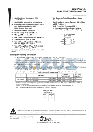 SN74LVC2G17QDBVRQ1 datasheet - DUAL SCHMITT-TRIGGER BUFFER