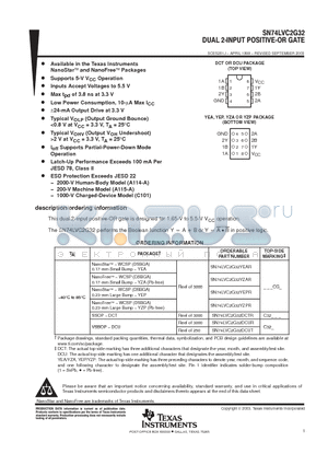 SN74LVC2G32DCUT datasheet - DUAL 2 INPUT POSITIVE-OR GATE