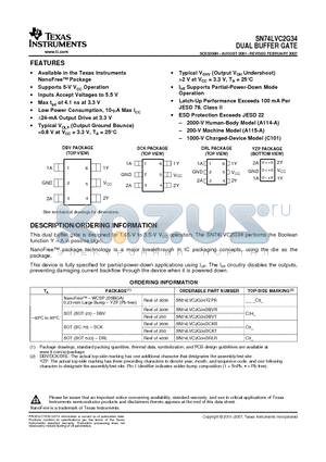 SN74LVC2G34DBVT datasheet - DUAL BUFFER GATE