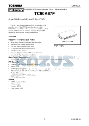 TC90A67F datasheet - TOSHIBA CMOS Digital Integrated Circuit Silicon Monolithic