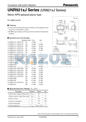 UNR921LJ datasheet - Silicon NPN epitaxial planar type