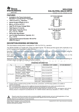 SN74LVC2G66DCTR datasheet - DUAL BILATERAL ANALOG SWITCH