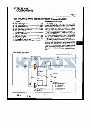 TC915IJD datasheet - HIGH-VOLTAGE, AUTO-ZEROED OPERATIONAL AMPLIFIER