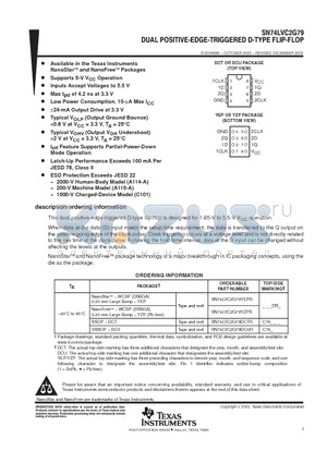 SN74LVC2G79 datasheet - DUAL POSITIVE-EDGE-TRIGGERED D-TYPE FLIP-FLOP