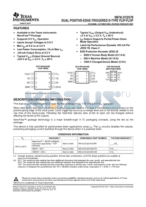 SN74LVC2G79DCURE4 datasheet - DUAL POSITIVE-EDGE-TRIGGERED D-TYPE FLIP-FLOP