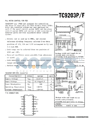 TC9203P datasheet - PLL MOTOR CONTROL FOR FDD