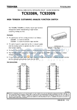 TC9208N datasheet - HIGH TENSION SUSTAINING ANALOG FUNCTION SWITCH