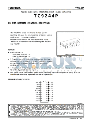 TC9244 datasheet - LSI FOR REMOTE CONTROL RECEIVING