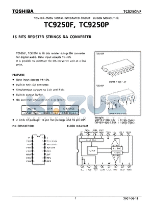 TC9250F datasheet - 16 BIT RESISTER STRINGS DA CONVERTER