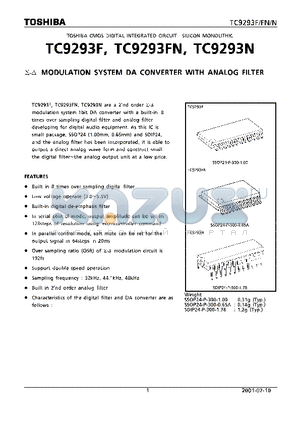 TC9293N datasheet - MODUALATION SYSTEM DA CONVERTER WITH ANALOG FILTERl