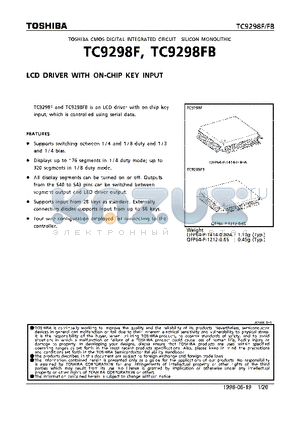 TC9298F datasheet - LCD DRIVER WITH ON-CHIP KEY INPUT