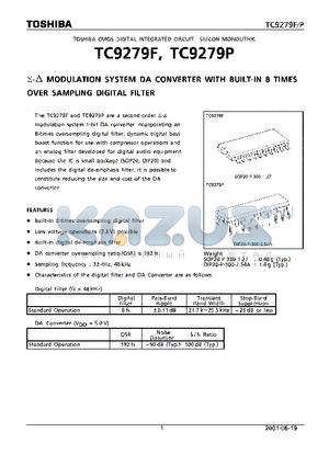 TC9279P datasheet - TOSHIBA CMOS DIGITAL INTEGRATED CIRCUIT SILICON MONOLITHIC