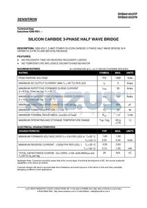 SHB601052FP datasheet - SILICON CARBIDE 3-PHASE HALF WAVE BRIDGE
