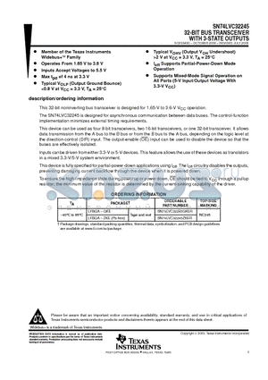 SN74LVC32245 datasheet - 32-BIT BUS TRANSCEIVER WITH 3-STATE OUTPUTS
