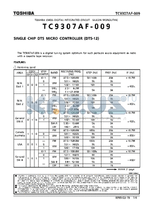 TC9307AF-009 datasheet - SINGLE CHIP DTS MICRO CONTROLLER