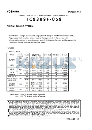 TC9309F-059 datasheet - DIGITAL TUNING SYSTEM