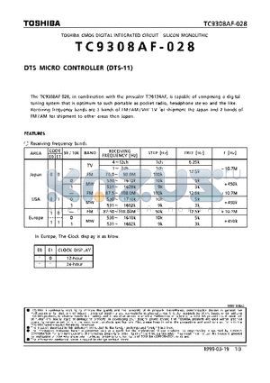 TC9308AF-028 datasheet - DTS MICRO CONTROLLER