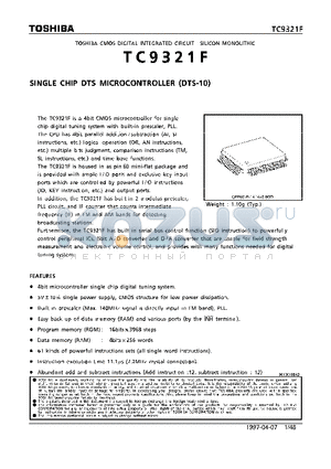 TC9321 datasheet - SINGLE CHIP DTS MICROCONTROLLER