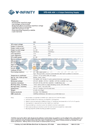 VPD-45A datasheet - 45W 1~3 Output Switching Supply