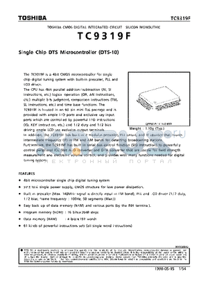 TC9319F datasheet - SINGLE CHIP DTS MICROCONTROLLER