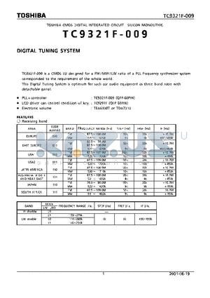 TC9321F-009 datasheet - CMOS DIGITAL INTEGRATED CIRCUIT SILICON MONOLITHIC