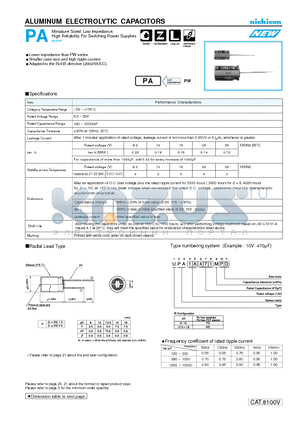UPA0J103MPD datasheet - ALUMINUM ELECTROLYTIC CAPACITORS