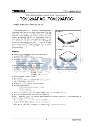 TC9329AFCG datasheet - Portable Audio DTS Controller (DTS-21)