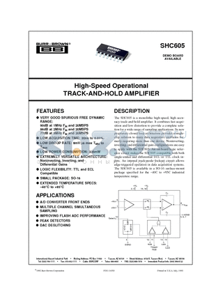 SHC605AU datasheet - High-Speed Operational TRACK-AND-HOLD AMPLIFIER