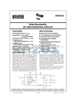 SHC615 datasheet - Wide-Bandwidth, DC RESTORATION CIRCUIT
