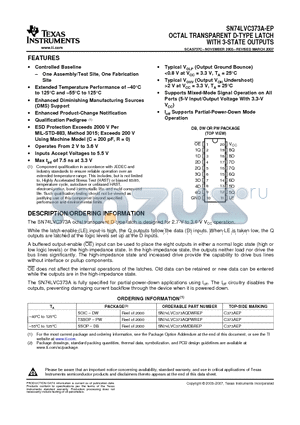 SN74LVC373A-EP datasheet - OCTAL TRANSPARENT D-TYPE LATCH WITH 3-STATE OUTPUTS