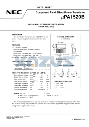 UPA1520B datasheet - N-CHANNEL POWER MOS FET ARRAY SWITCHING USE