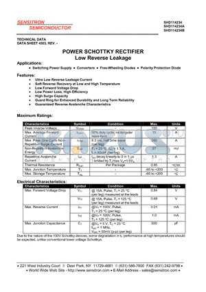 SHD114234A datasheet - POWER SCHOTTKY RECTIFIER LOW REVERSE LEAKAGE