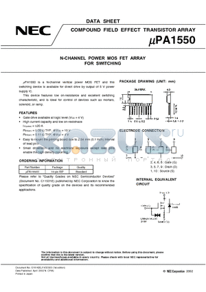 UPA1550 datasheet - COMPOUND FIELD EFFECT TRANSISTOR ARRAY