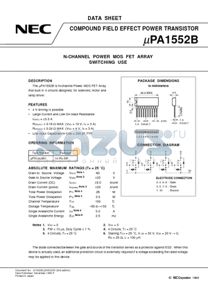UPA1552 datasheet - N-CHANNEL POWER MOS FET ARRAY SWITCHING USE