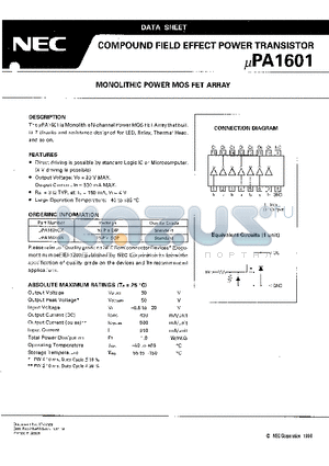 UPA1601 datasheet - MONOLITHIC POWER MOSFET ARRAY