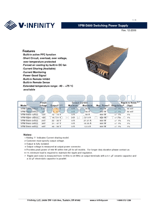 VPM-S600-36R datasheet - Switching Power Supply