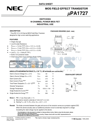 UPA1727 datasheet - SWITCHING N-CHANNEL POWER MOS FET INDUSTRIAL USE