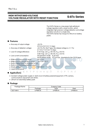 S-872548EUP-AZBT2G datasheet - HIGH WITHSTAND-VOLTAGE VOLTAGE REGULATOR WITH RESET FUNCTION