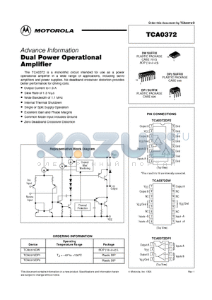 TCA0372 datasheet - Dual Power Operational Amplifier