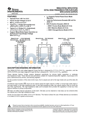 SN74LVC374ADWRE4 datasheet - OCTAL EDGE-TRIGGERED D-TYPE FLIP-FLOPS WITH 3-STATE OUTPUTS