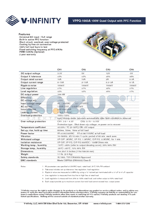VPPQ-1003A datasheet - 100W Quad Output with PFC Function