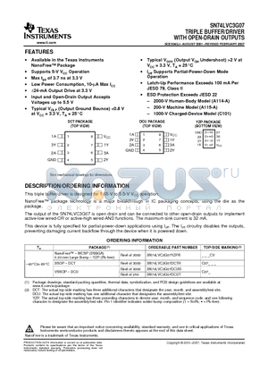 SN74LVC3G07DCTR datasheet - TRIPLE BUFFER / DRIVER WITH OPEN DRAIN OUTPUTS