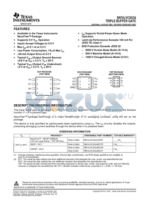 SN74LVC3G34DCUT datasheet - TRIPLE BUFFER GATE